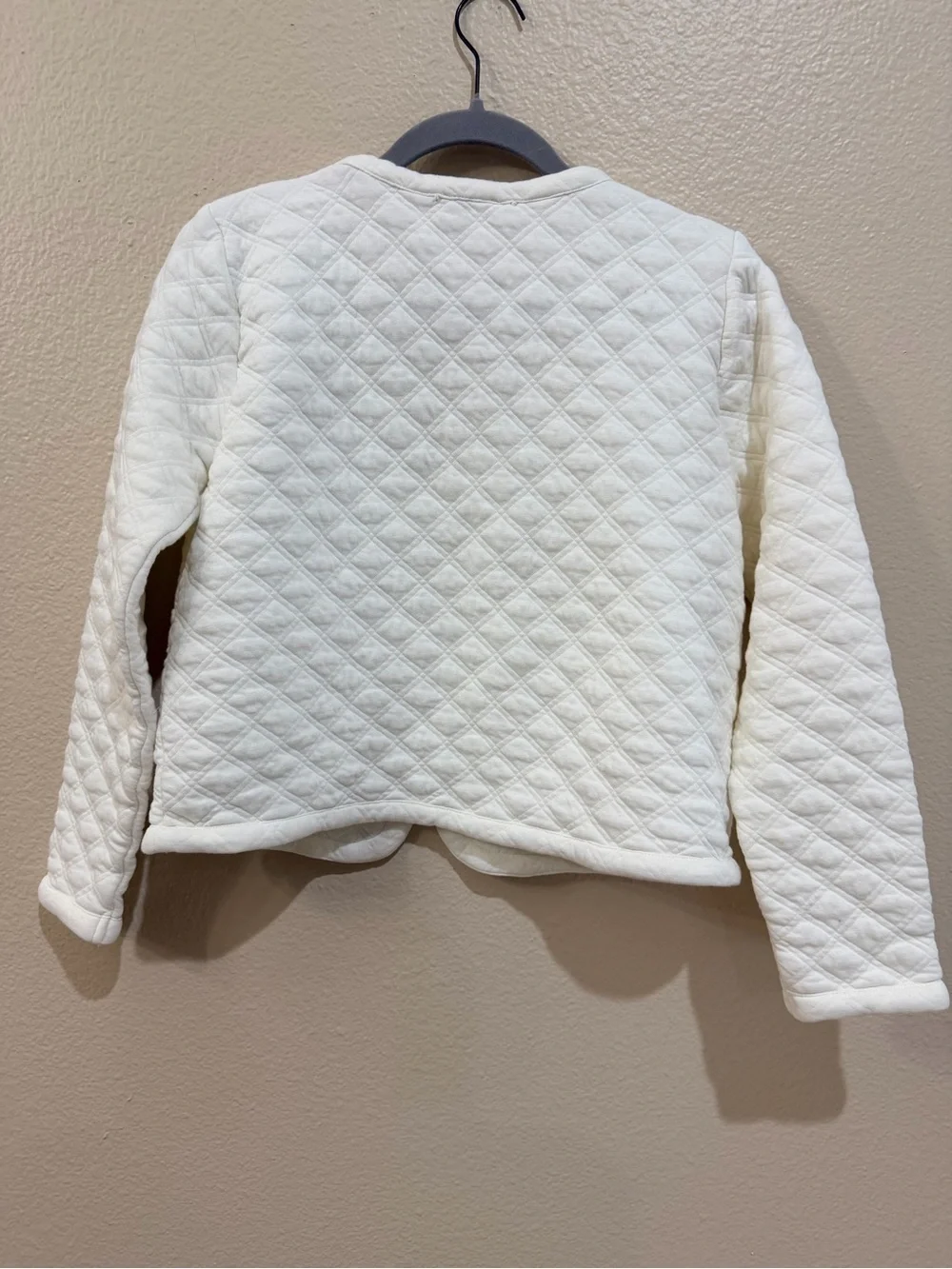 J.Crew Factory Quilted Lady Jacket Ivory Cream Open Front Textured Womens XS